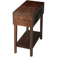 28"" Dark Brown Solid Wood Rectangular End Table With Drawer And Shelf