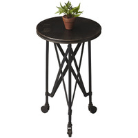 23"" Black Industrial Rolling Round End Table