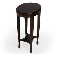 26"" Medium Brown And Chestnut Burl Manufactured Wood Oval End Table With Shelf