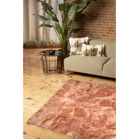 5' X 8' Dusty Rose Faux Fur Non Skid Area Rug