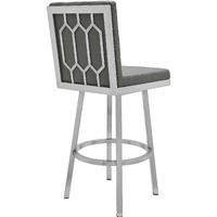 44"" Gray Faux Leather And Iron Swivel Bar Height Chair