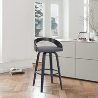 31"" Gray Faux Leather And Iron Swivel Low Back Counter Height Bar Chair