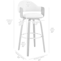 30"" Rich Brown Faux Leather Walnut Wood Bar Stool
