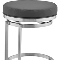30"" Gray Faux Leather And Iron Swivel Backless Bar Height Chair