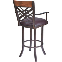 45"" Brown Faux Leather And Iron Bar Height Chair
