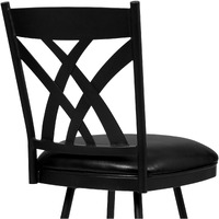 26"" Stylish Black Faux Leather Black Metal Lattice Back Swivel Bar Stool