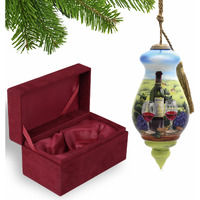 A Day At The Vineyard Hand Painted Mouth Blown Glass Ornament