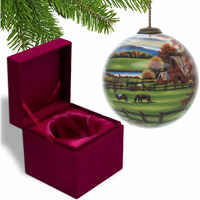 Farm In The Fall Scenery Hand Painted Mouth Blown Glass Ornament