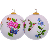 Decorative Florals Hand Painted Mouth Blown Glass Ornament