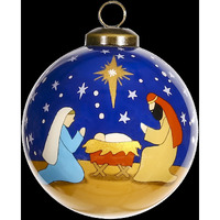 Silent Night Hand Painted Mouth Blown Glass Ornament