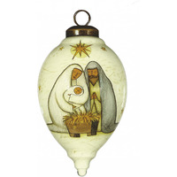 Nativity Holy Family Hand Painted Mouth Blown Glass Ornament