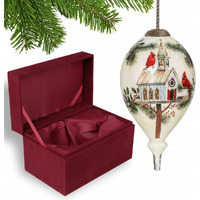 Home Of The Red Cardinals Hand Painted Mouth Blown Glass Ornament