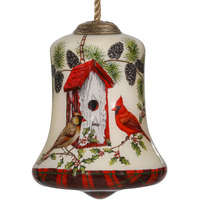 Cardinal Home Sweet Home Hand Painted Mouth Blown Glass Ornament