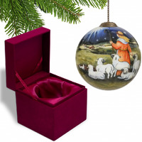 Shepherd Gazing Into The Star Of Bethlehem Hand Painted Mouth Blown Glass Ornament