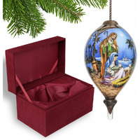 Holy Family Christmas Hand Painted Mouth Blown Glass Ornament