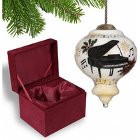 Grand Christmas Piano Hand Painted Mouth Blown Glass Ornament