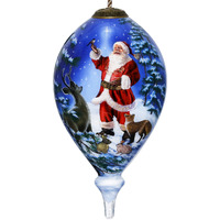 Starry Heaven And Santa Hand Painted Mouth Blown Glass Ornament