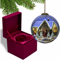 Home For Christmas Hand Painted Mouth Blown Glass Ornament
