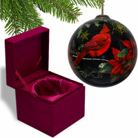 Glossy Red Cardinal Hand Painted Mouth Blown Glass Ornament