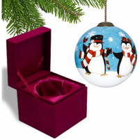 Anywhere With You Is Always Better Penguin Hand Painted Mouth Blown Glass Ornament