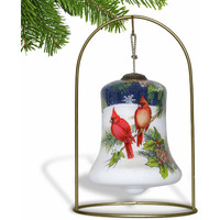 Dual Cardinals Hand Painted Mouth Blown Glass Ornament