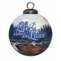 Scenic Life Is Better At The Lake Hand Painted Mouth Blown Glass Ornament