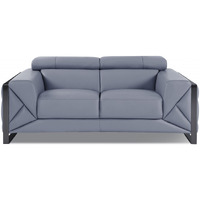 75"" Light Blue Tufted Italian Leather Love Seat