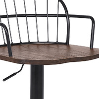 Walnut Wood And Metal Adjustable Curve Back Bar Stool
