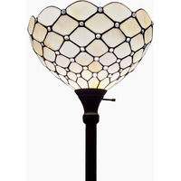 62"" Brown Traditional Shaped Floor Lamp With White Stained Glass Bowl Shade