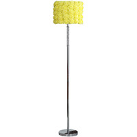63"" Steel Traditional Shaped Floor Lamp With Yellow Roses Drum Shade