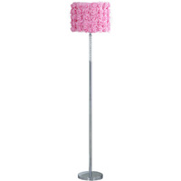 63"" Steel Traditional Shaped Floor Lamp With Pink Drum Shade