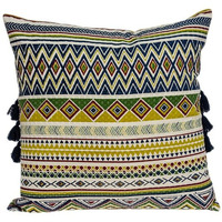 Multicolor Square Zippered 100% Cotton Throw Pillow