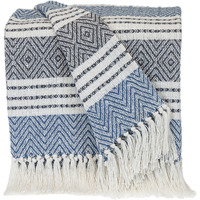 Parkland Collection Transitional Stripes Blue Rectangle 50"" X 60"" Throw