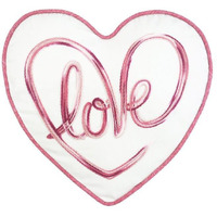 15"" X 16"" White And Rose Heart Love Heart Throw Pillow With Embroidery