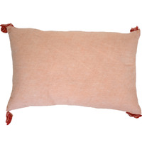 13"" X 20"" Coral Geometric Zippered Polyester Throw Pillow With Tassels