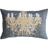 13"" X 20"" Grey And White Chandelier Zippered Polyester Throw Pillow