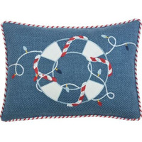 13"" X 18"" Blue Red And White Coastal Christmas Throw Pillow