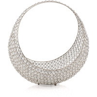 16"" Silver And Faux Crystal Bling Ring Basket