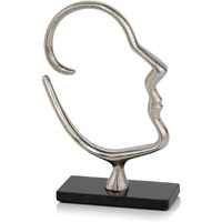 12"" Silver And Black Marble Aluminum Face Sculpture