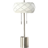 28"" Silver Metal Table Lamp With Geometric Laser Cut Metal Shade