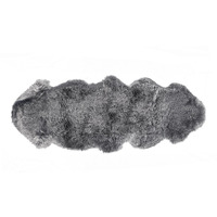 2' X 6' Dark Gray New Zealand Lambs Wool Handmade Area Rug