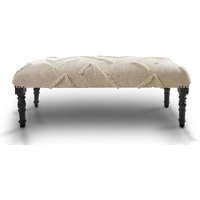 47"" Cream And Black Leg Abstract Upholstered Bench