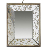12"" Rectangle Wall Mounted Vintage Style Glass Frame Accent Mirror