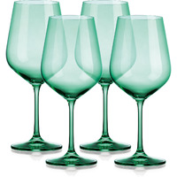 Set Of Four Translucent Pale Green Large Wine Glasses