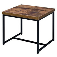 19"" Black And Brown Oak Manufactured Wood And Metal End Table
