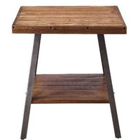 23"" Sandy Black And Weathered Oak Manufactured Wood Rectangular End Table With Shelf