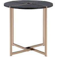 24"" Champagne And Black Manufactured Wood And Metal Round End Table
