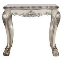 24"" Vintage Bone White Solid Wood And Polyresin Square End Table