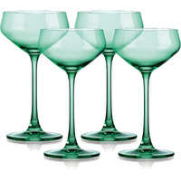 Set Of Four Translucent Pale Green Coupe Glasses