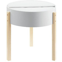 21"" Natural Brown And White Manufactured Wood And Solid Wood Round End Table